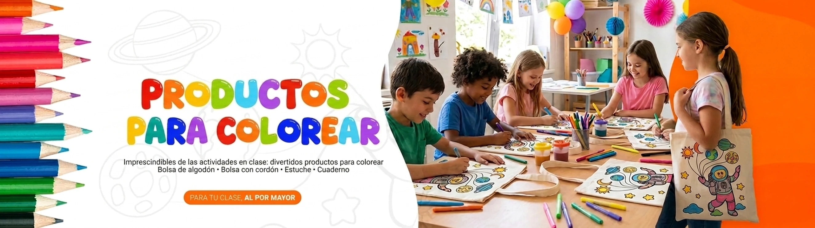 Productos para colorear al por mayor - bolsas, saquitos, estuches y cuadernos personalizados - Pamusan.es