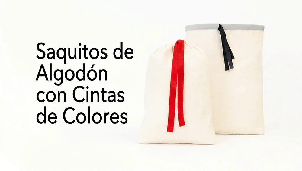 Saquitos de algodón con cintas de colores - Pamusan.es