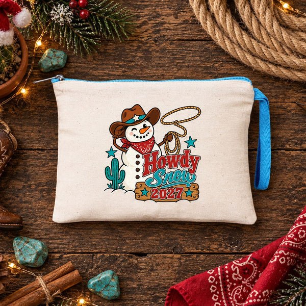 Wristlet Pouch Bulk – Christmas & New Year 2027 Makeup Bags in 6 Zipper Colors, 9 Designs, 8.3" × 6" (21 × 15 cm) – Cotton Gabardine - Pamusan.com