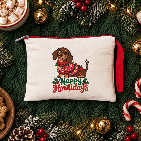 Wristlet Pouch Bulk – Christmas & New Year 2027 Makeup Bags in 6 Zipper Colors, 9 Designs, 8.3" × 6" (21 × 15 cm) – Cotton Gabardine - Pamusan.com