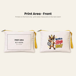 Wristlet Pouch Bulk – Christmas & New Year 2027 Makeup Bags in 6 Zipper Colors, 9 Designs, 8.3" × 6" (21 × 15 cm) – Cotton Gabardine - Pamusan.com
